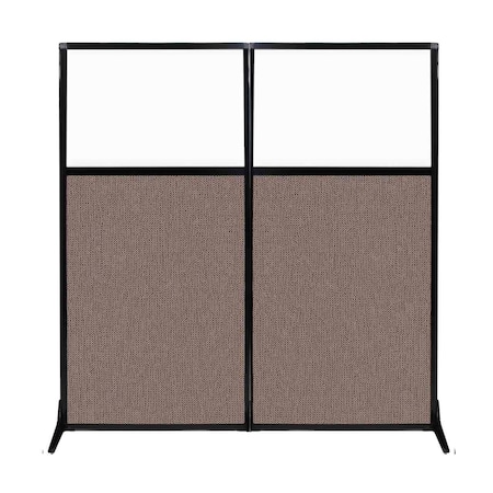 Versare Work Station Screen 66" x 70" Latte Fabric With Clear Window 1840213